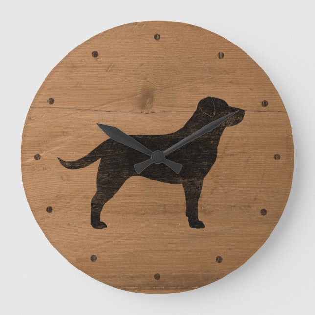 Black Labrador Retriever Silhouette Stor Klocka (Framsida)