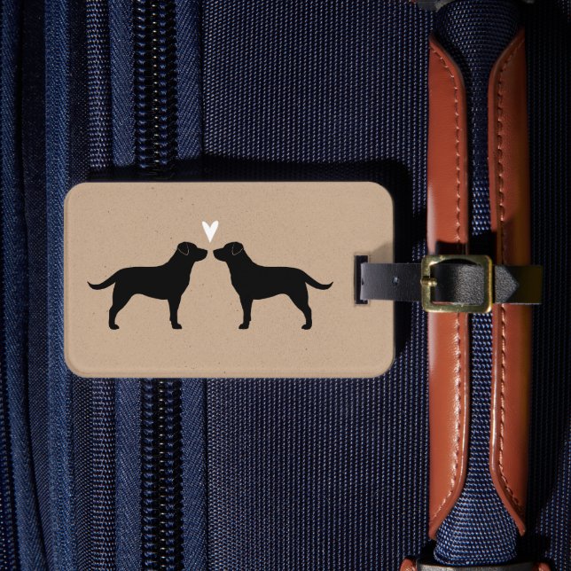 Black Labrador Retriever Silhouettes med hjärta Bagagebricka (Framsida Insitu 4)