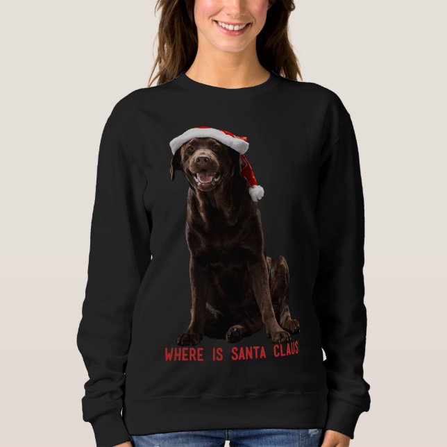 Black Labrador Retriever Sitta med julklapp T Shirt (Framsida)