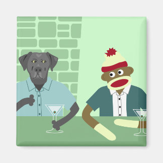 Black Labrador Retriever & Sock monkey Magnet