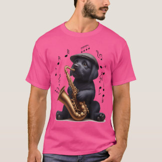 Black Labrador Retriever som spelar saxofone Jazz T Shirt
