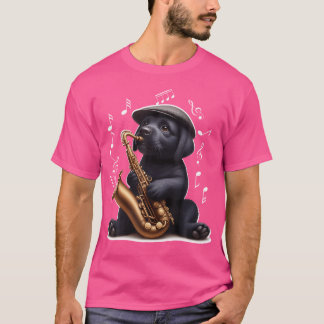 Black Labrador Retriever som spelar saxofone Jazz T Shirt