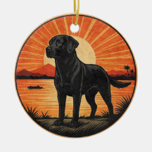 Black Labrador Retriever Sunset Vintage Hund älska