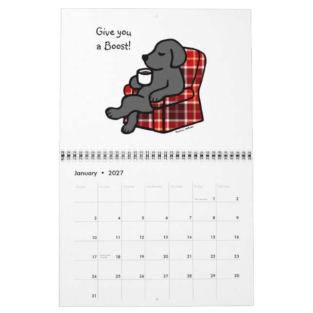 Black Labrador Retriever Tecknad Calendar 2015 Kalender (Jan 2027)