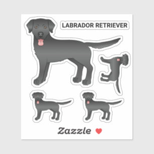 Black Labrador Retriever Tecknad hund Illustration Klistermärken