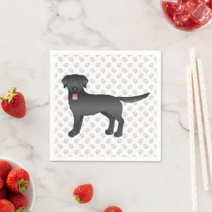 Black Labrador Retriever Tecknad hund Illustration Pappersservett