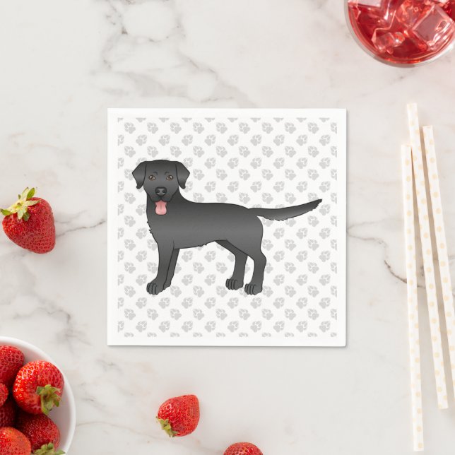 Black Labrador Retriever Tecknad hund Illustration Pappersservett (Insitu)