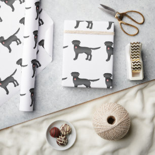 Black Labrador Retriever Tecknad hund Mönster Presentpapper