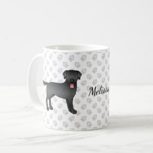 Black Labrador Retriever Tecknad hund & Namn Kaffemugg