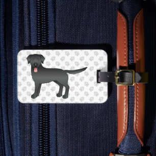 Black Labrador Retriever Tecknad hund & Text Lugga Bagagebricka