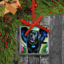 Black Labrador Retriever Vingar Pet Loss Julgransprydnad Metall