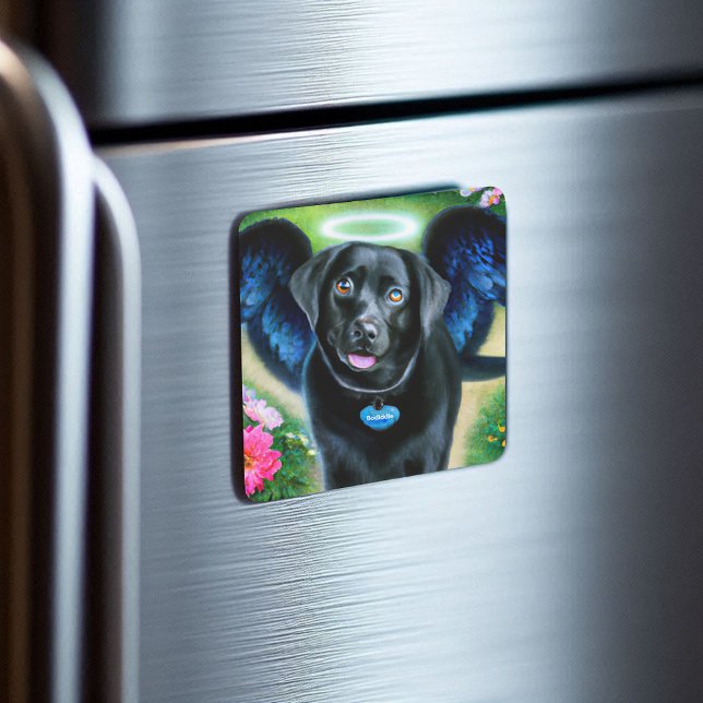 Black Labrador Retriever Vingar Pet Memorial Magnet (Skapare uppladdad)