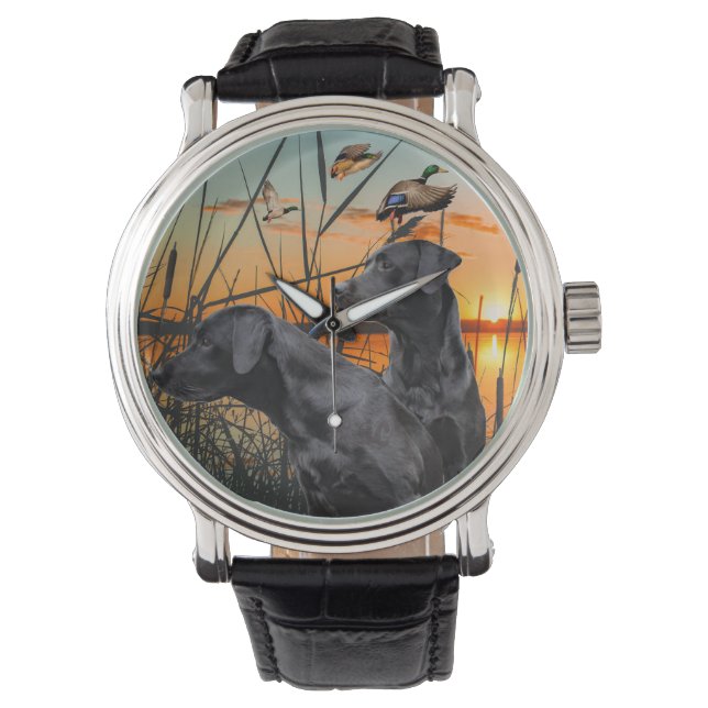 Black Labrador Retriever Watch, Anka Hunting Armbandsur (Framsida)