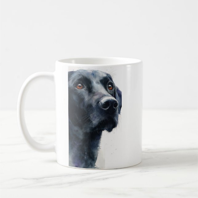 Black labrador retriever watercolor kaffemugg (Vänster)