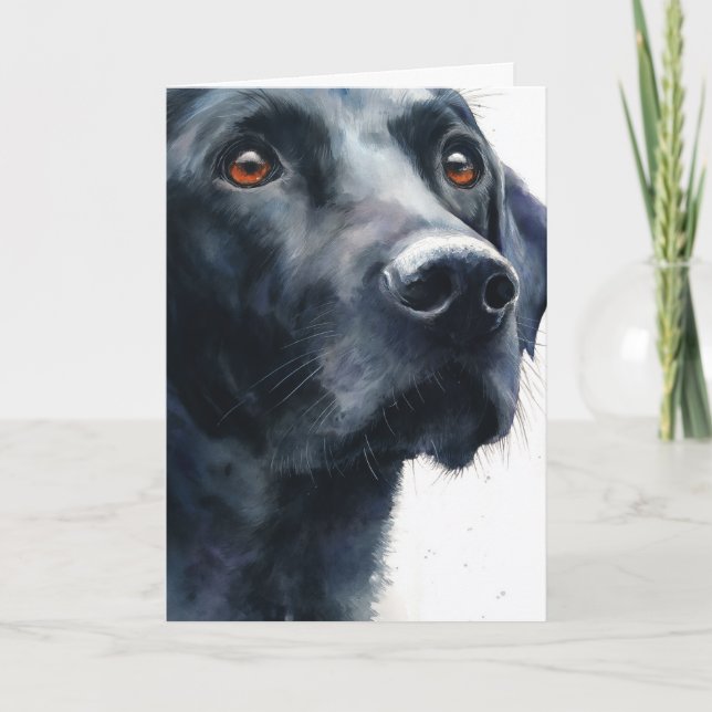 Black labrador retriever watercolor kort (Framsida)
