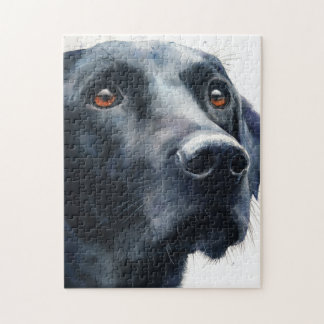 Black labrador retriever watercolor pussel