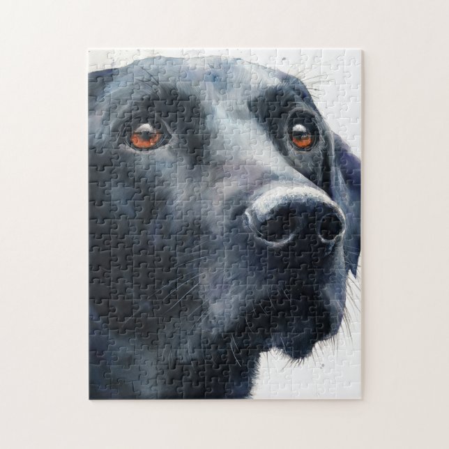 Black labrador retriever watercolor pussel (Vertikal)