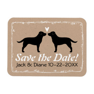 Black Labrador Retrievers Bröllop spara datum Magnet