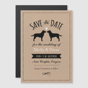 Black Labrador Retrievers Bröllop spara datum Magnetisk Inbjudningskort