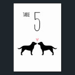 Black Labrador Retrievers Hundar Wedding Reception Bordsnummer<br><div class="desc">Black Labrador Retriever brude och groom silhouettes med hjärta. Ett bröllopsmottagningskort bord för Svart lab älskare. Varje kort måste numreras och läggas till i vagnen separat. Besök Jenns Doodle World om du vill ha ännu fler hund aveln bord-kort och Labrador tog bröllop planeringsprodukter.</div>