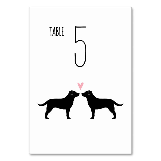 Black Labrador Retrievers Hundar Wedding Reception Bordsnummer (Framsidan)
