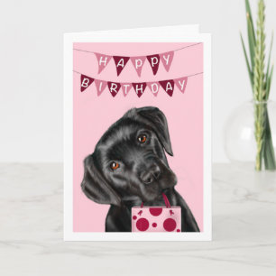 Black Labrador Rosa Birthday Greeting Card Kort