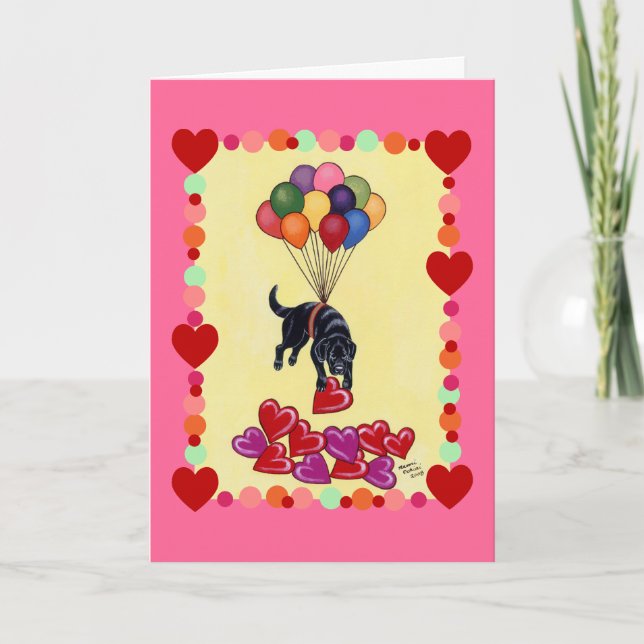 Black Labrador samlar in KÄRLEK (med ram) Helgkort (Framsida)
