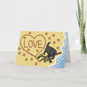 Black Labrador Sand Brev Greeting Cards Kort