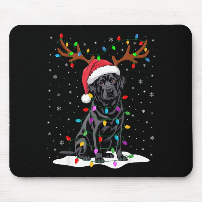 Black Labrador Santa Hat Reindeer Tree Lights Chri Musmatta (Framsidan)
