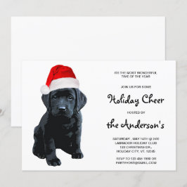 Black Labrador Santa Hund God jul Inbjudningar