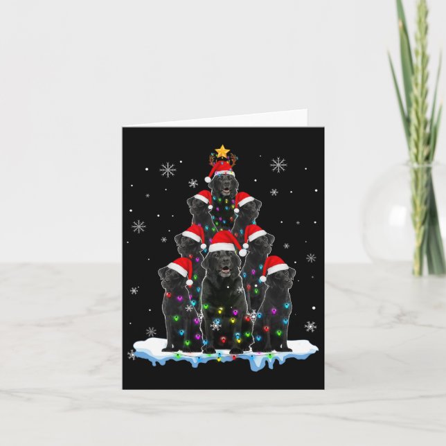 Black Labrador Santa Julgran Ljus Julafton Do Kort (Framsida)
