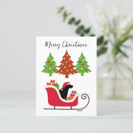 Black Labrador Silhouette jul Sleigh Helg Vykort