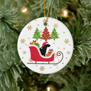 Black Labrador Silhouette jul Sleigh Julgransprydnad Keramik