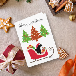 Black Labrador Silhouette jul Sleigh Kort
