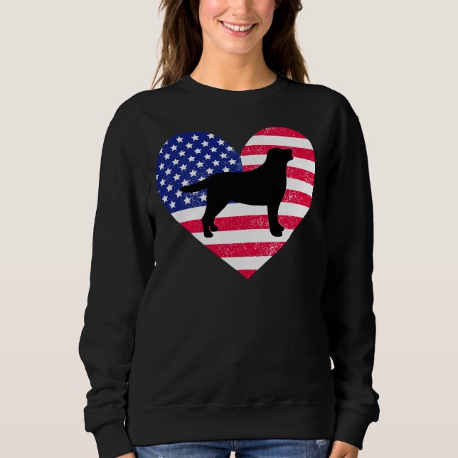Black Labrador Silhouette och USA Heart T Shirt (Framsida)