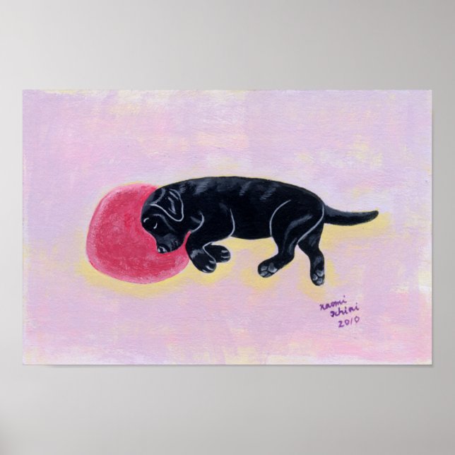 Black Labrador Sleeping Artwork Poster (Framsidan)