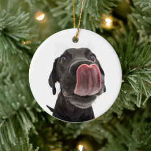 Black Labrador Slickar sin näsa Julgransprydnad Keramik