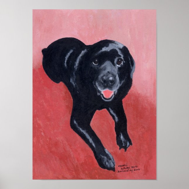 Black Labrador Smiling Artwork Poster (Framsidan)