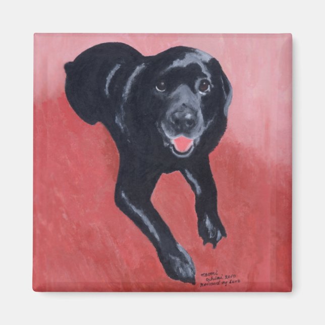 Black Labrador Smiling Magnet (Framsidan)
