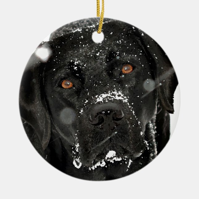 Black Labrador - Snö Globe Julgransprydnad Keramik (Framsidan)