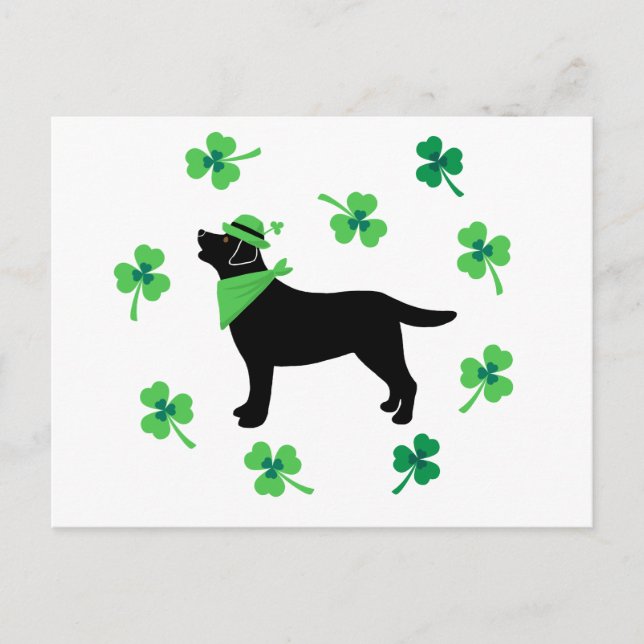Black Labrador St. Patrick's Day Shamrock Lövs Vykort (Framsida)