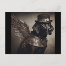 Black Labrador Steampunk Vykort