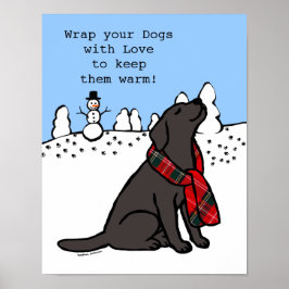 Black Labrador Tartan Scarf Mörk Poster