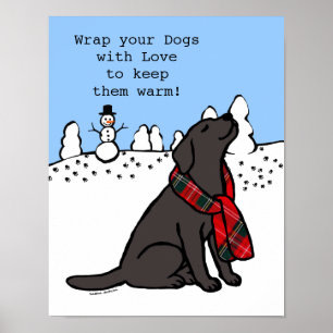 Black Labrador Tartan Scarf Mörk Poster