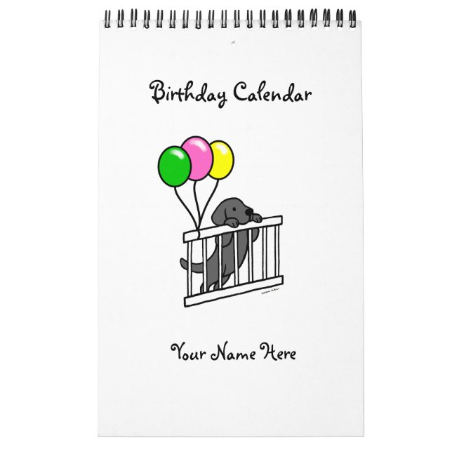 Black Labrador Tecknad Birthday Calendar Kalender (Omslag)