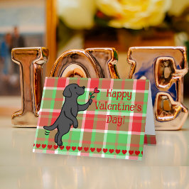 Black Labrador Tiny Heart Flower Valentine Helgkort