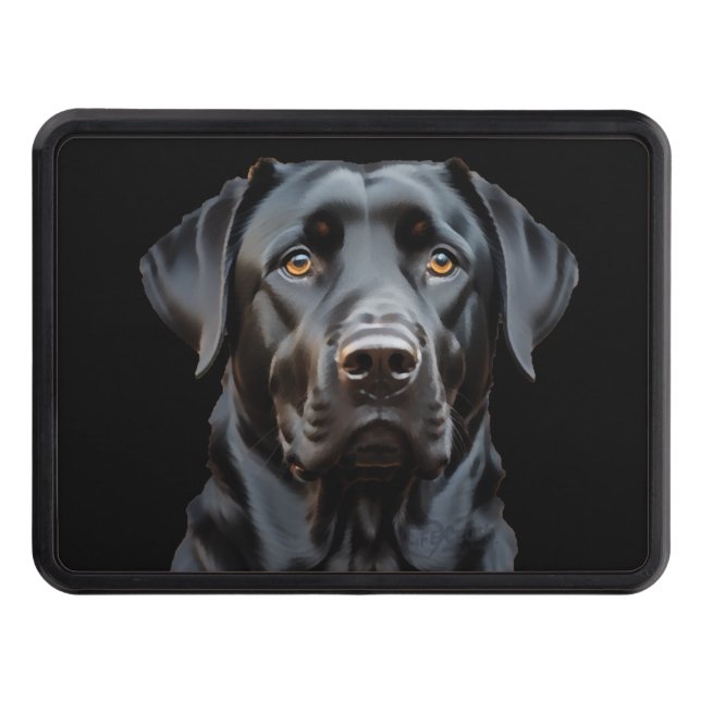 Black Labrador Trailer Hitch Cover Dragkroksskydd (Framsidan)