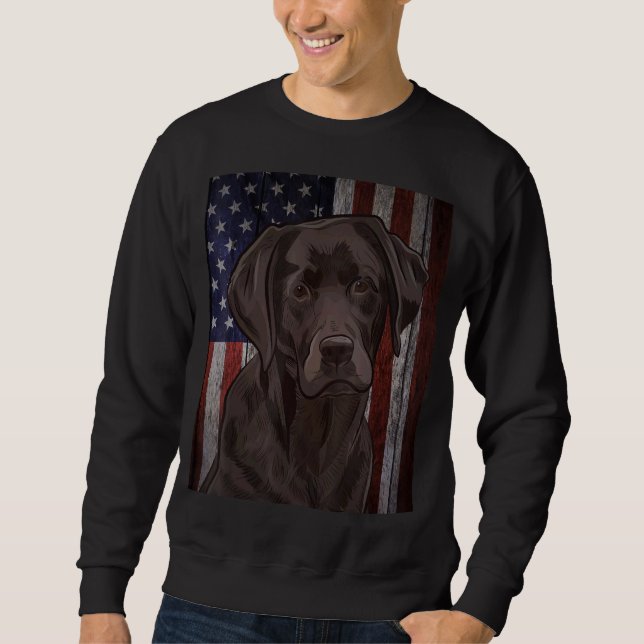 Black Labrador USA flagga Lab Owner Anka Hunter Vi Lång Ärmad Tröja (Framsida)