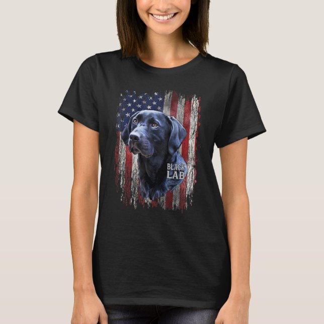 Black Labrador USA flagga Lab Owner Patriotic Hund T Shirt (Framsida)