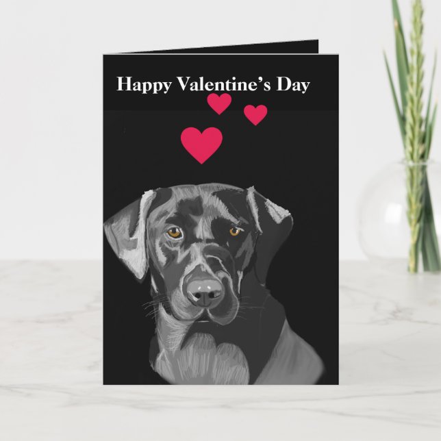 Black Labrador Valentines Helgkort (Framsida)